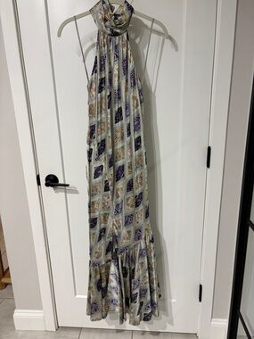 cinq à sept Dress with Sage and Navy Paisley Accents
